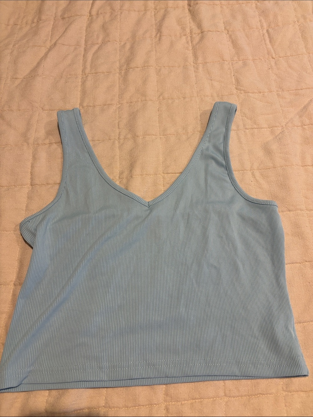 SHEIN Light Blue Ribbed V-Neck Tank